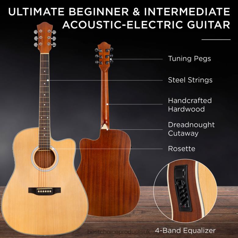 Musical Instruments | Best Choice ProductsBeginner Acoustic Electric Cutaway Guitar Set w/ Case, Strap N62R1093 Natural