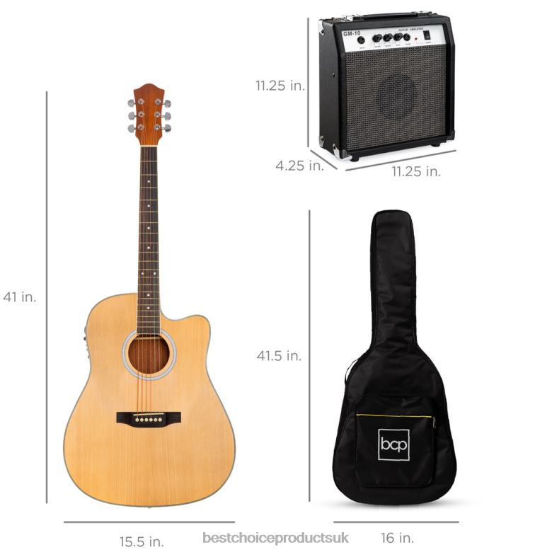 Musical Instruments | Best Choice ProductsBeginner Acoustic Electric Cutaway Guitar Set w/ Case, Strap N62R1093 Natural