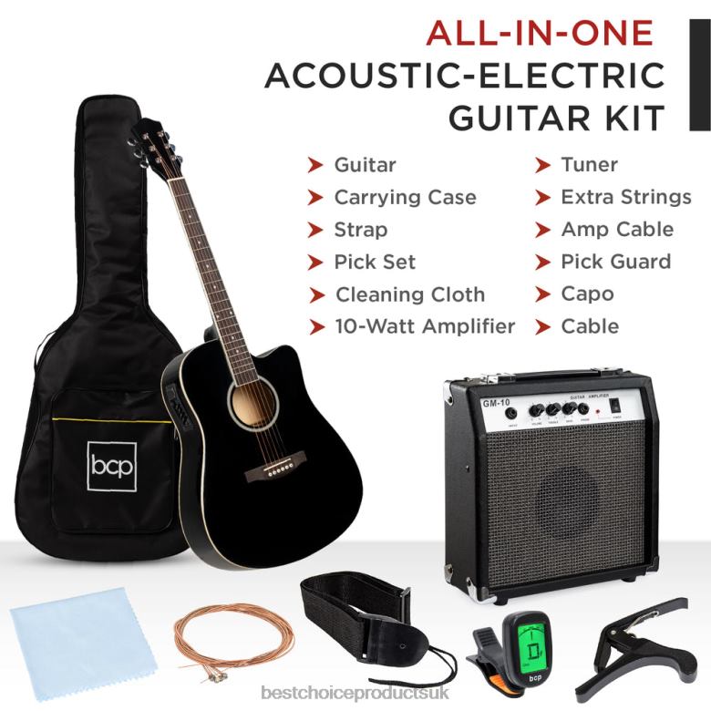 Musical Instruments | Best Choice ProductsBeginner Acoustic Electric Cutaway Guitar Set w/ Case, Strap N62R1094 Black