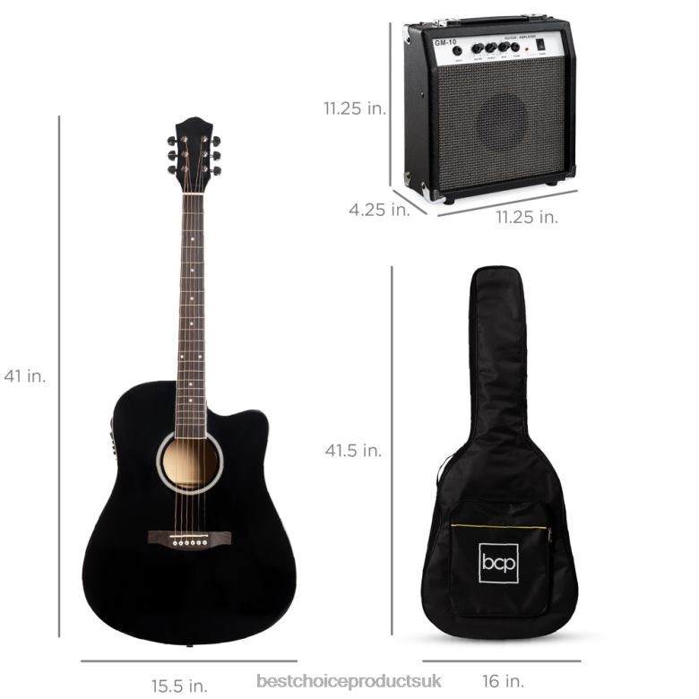 Musical Instruments | Best Choice ProductsBeginner Acoustic Electric Cutaway Guitar Set w/ Case, Strap N62R1094 Black