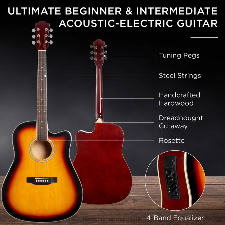 Musical Instruments | Best Choice ProductsBeginner Acoustic Electric Cutaway Guitar Set w/ Case, Strap N62R1095 Sunburst