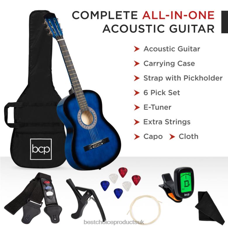 Musical Instruments | Best Choice ProductsBeginner Acoustic Guitar Set w/ Case, Strap, Digital Tuner, Strings N62R1111 Blueburst