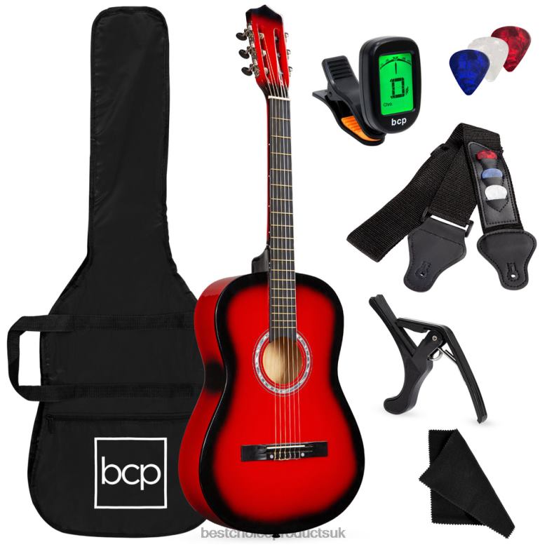 Musical Instruments | Best Choice ProductsBeginner Acoustic Guitar Set w/ Case, Strap, Digital Tuner, Strings N62R1114 Red Burst