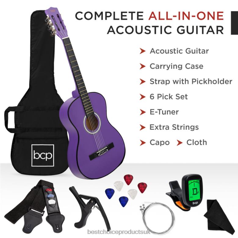 Musical Instruments | Best Choice ProductsBeginner Acoustic Guitar Set w/ Case, Strap, Digital Tuner, Strings N62R1118 Purple