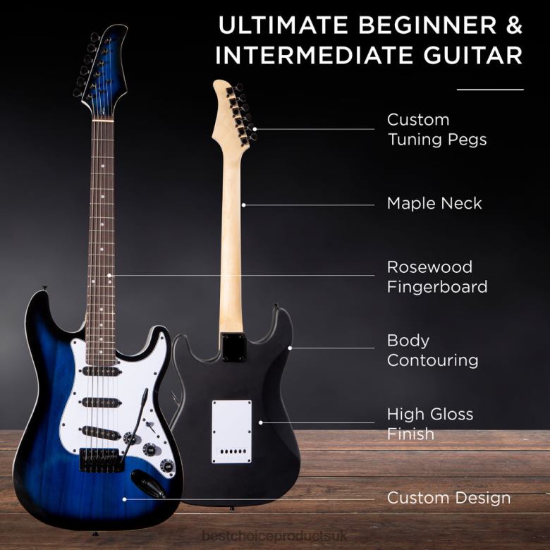 Musical Instruments | Best Choice ProductsBeginner Electric Guitar Kit w/ Case, 10W Amp, Tremolo Bar N62R1098 Hollywood Blue