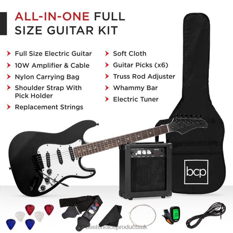 Musical Instruments | Best Choice ProductsBeginner Electric Guitar Kit w/ Case, 10W Amp, Tremolo Bar N62R1099 Jet Black