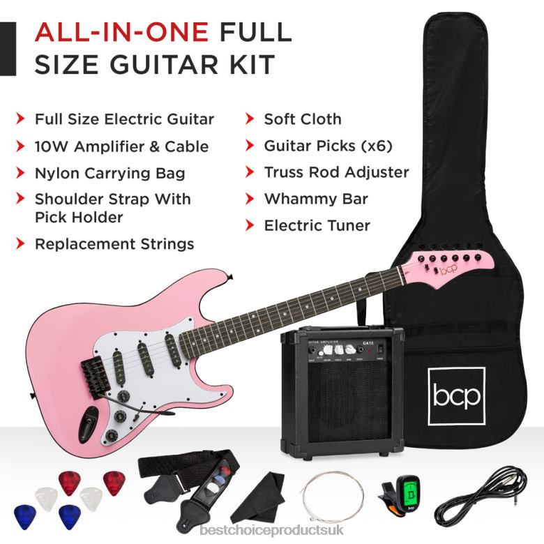 Musical Instruments | Best Choice ProductsBeginner Electric Guitar Kit w/ Case, 10W Amp, Tremolo Bar N62R1105 Pink