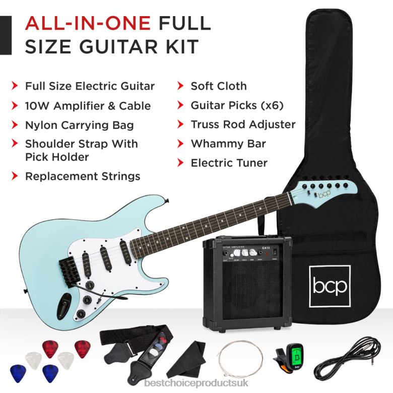 Musical Instruments | Best Choice ProductsBeginner Electric Guitar Kit w/ Case, 10W Amp, Tremolo Bar N62R1106 Powder Blue