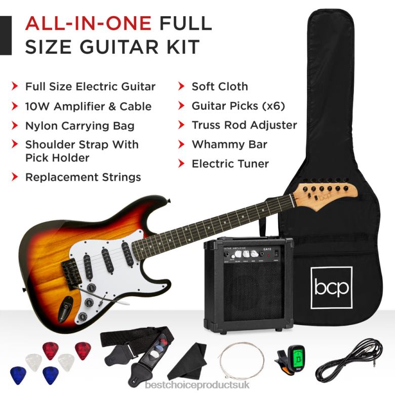 Musical Instruments | Best Choice ProductsBeginner Electric Guitar Kit w/ Case, 10W Amp, Tremolo Bar N62R1110 3 Color Sunburst