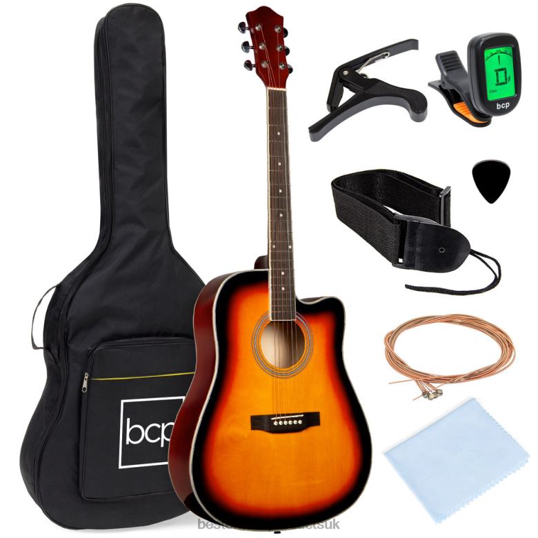 Musical Instruments | Best Choice ProductsFull Size Beginner Acoustic Guitar Set with Case, Strap, Capo N62R1067 Sunburst