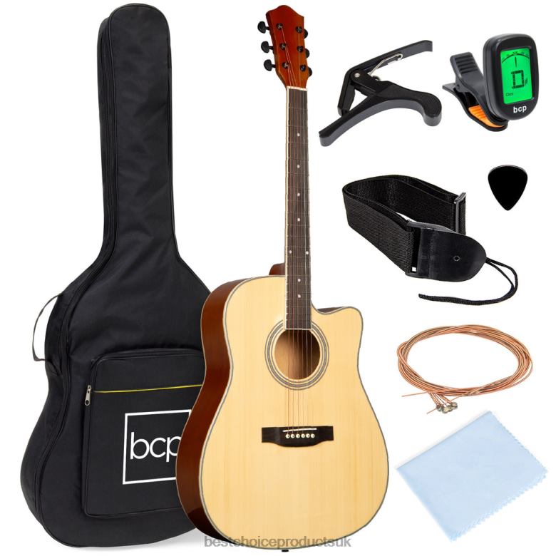 Musical Instruments | Best Choice ProductsFull Size Beginner Acoustic Guitar Set with Case, Strap, Capo N62R1069 Natural