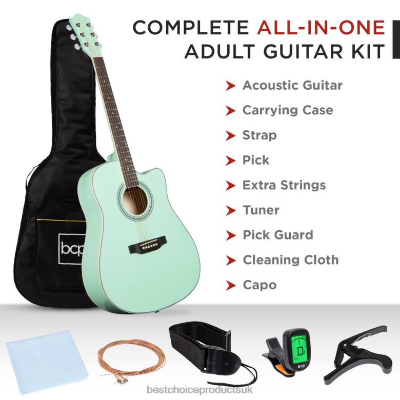 Musical Instruments | Best Choice ProductsFull Size Beginner Acoustic Guitar Set with Case, Strap, Capo N62R1070 SoCal Green