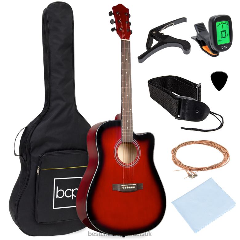 Musical Instruments | Best Choice ProductsFull Size Beginner Acoustic Guitar Set with Case, Strap, Capo N62R1071 Red