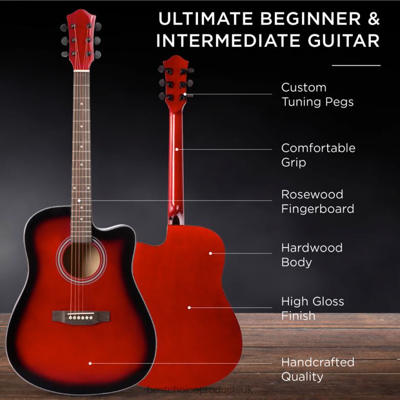 Musical Instruments | Best Choice ProductsFull Size Beginner Acoustic Guitar Set with Case, Strap, Capo N62R1071 Red