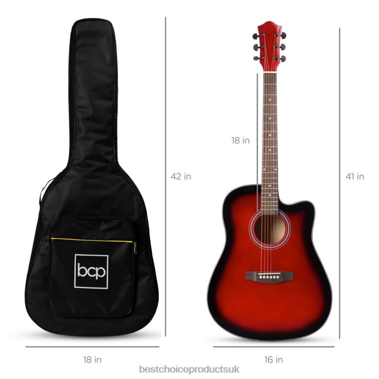 Musical Instruments | Best Choice ProductsFull Size Beginner Acoustic Guitar Set with Case, Strap, Capo N62R1071 Red