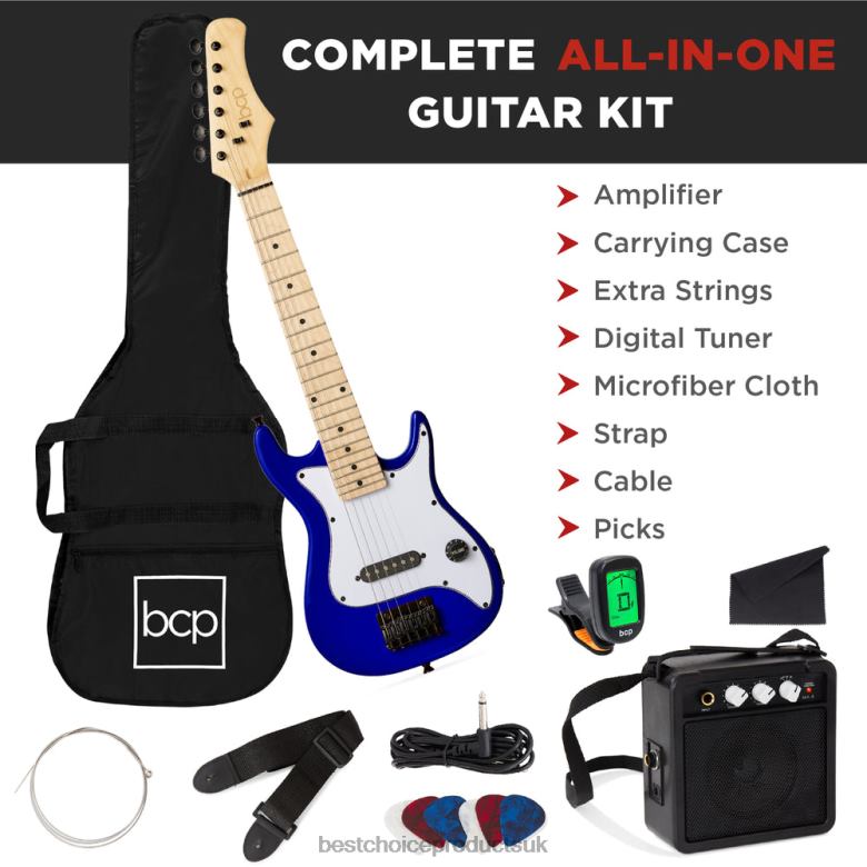 Musical Instruments | Best Choice ProductsKids Electric Guitar Beginner Starter Kit w/ 5W Amplifier N62R1089 Metallic Blue