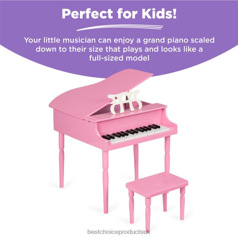 Musical Instruments | Best Choice ProductsKids Mini Wooden Grand Piano w/ Lid, Bench, Music Rack, Song Book, Stickers N62R1122 Pink
