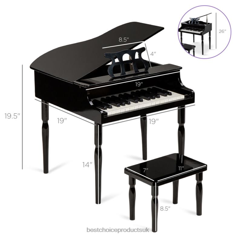 Musical Instruments | Best Choice ProductsKids Mini Wooden Grand Piano w/ Lid, Bench, Music Rack, Song Book, Stickers N62R1123 Black