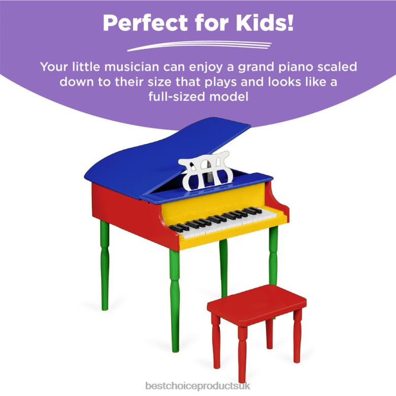 Musical Instruments | Best Choice ProductsKids Mini Wooden Grand Piano w/ Lid, Bench, Music Rack, Song Book, Stickers N62R1125 Multi-Color