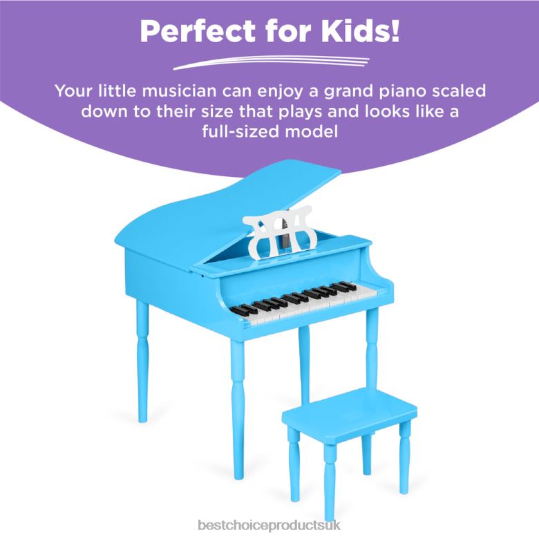 Musical Instruments | Best Choice ProductsKids Mini Wooden Grand Piano w/ Lid, Bench, Music Rack, Song Book, Stickers N62R1126 Light Blue