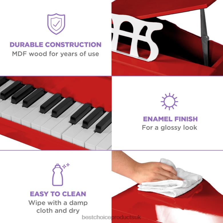 Musical Instruments | Best Choice ProductsKids Mini Wooden Grand Piano w/ Lid, Bench, Music Rack, Song Book, Stickers N62R1128 Red