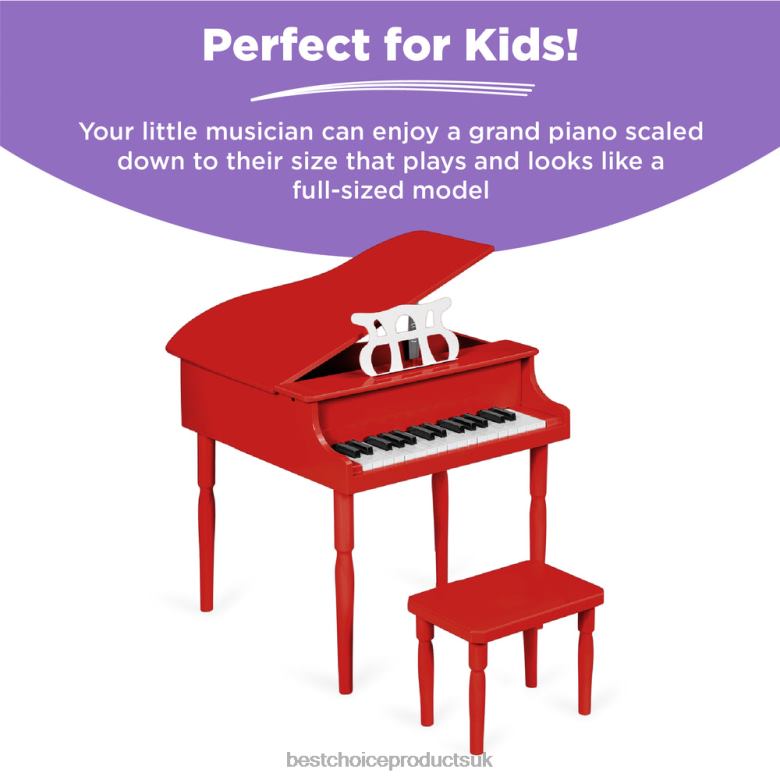 Musical Instruments | Best Choice ProductsKids Mini Wooden Grand Piano w/ Lid, Bench, Music Rack, Song Book, Stickers N62R1128 Red