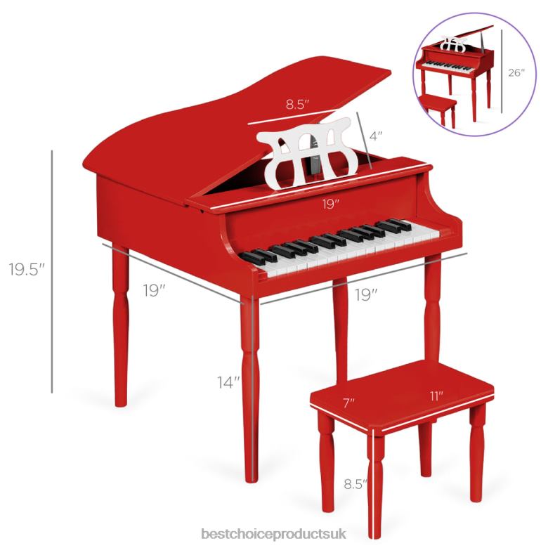 Musical Instruments | Best Choice ProductsKids Mini Wooden Grand Piano w/ Lid, Bench, Music Rack, Song Book, Stickers N62R1128 Red