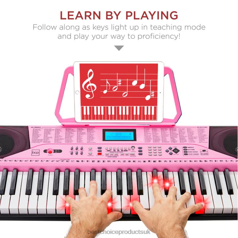 Musical Instruments | Best Choice Products61-Key Beginners Electronic Keyboard Piano Set w/ Lighted Keys, Headphones N62R1133 Pink