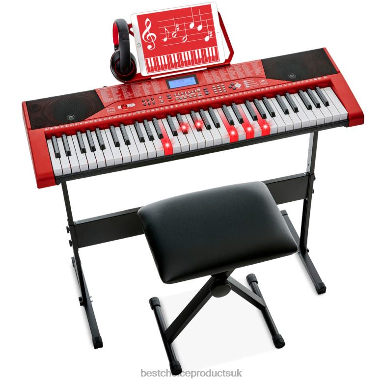 Musical Instruments | Best Choice Products61-Key Beginners Electronic Keyboard Piano Set w/ Lighted Keys, Headphones N62R1134 Red