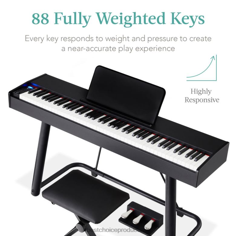 Musical Instruments | Best Choice Products88-Key Weighted Full Size Digital Piano Set w/ U-Stand, 3 Sustain Pedal Unit N62R1148 Black