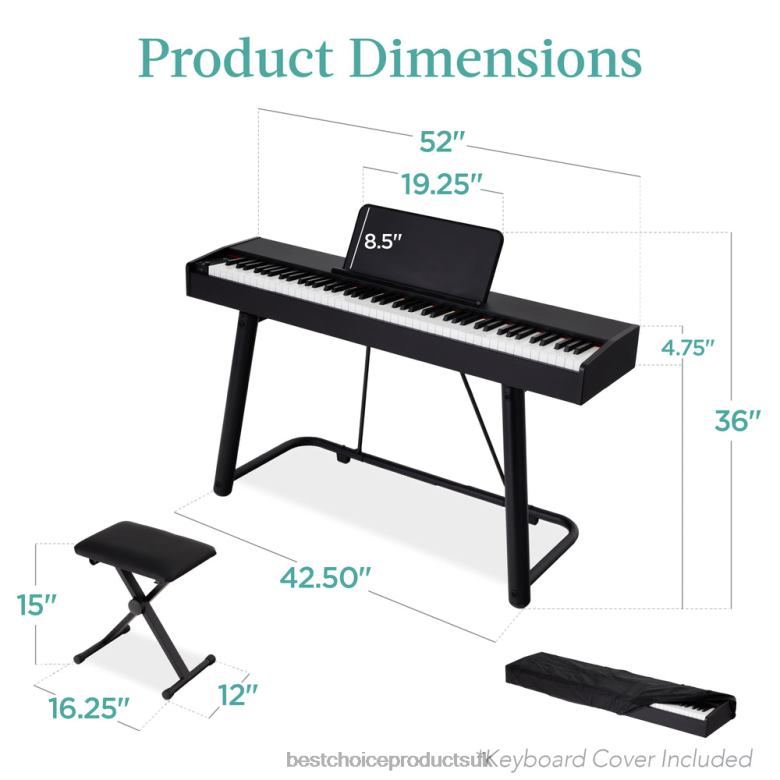 Musical Instruments | Best Choice Products88-Key Weighted Full Size Digital Piano Set w/ U-Stand, 3 Sustain Pedal Unit N62R1148 Black