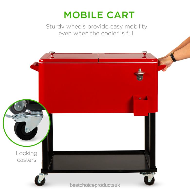 Outdoor Living | Best Choice ProductsPortable Rolling Cooler Cart w/ Bottle Opener, Catch Tray N62R1461 Red