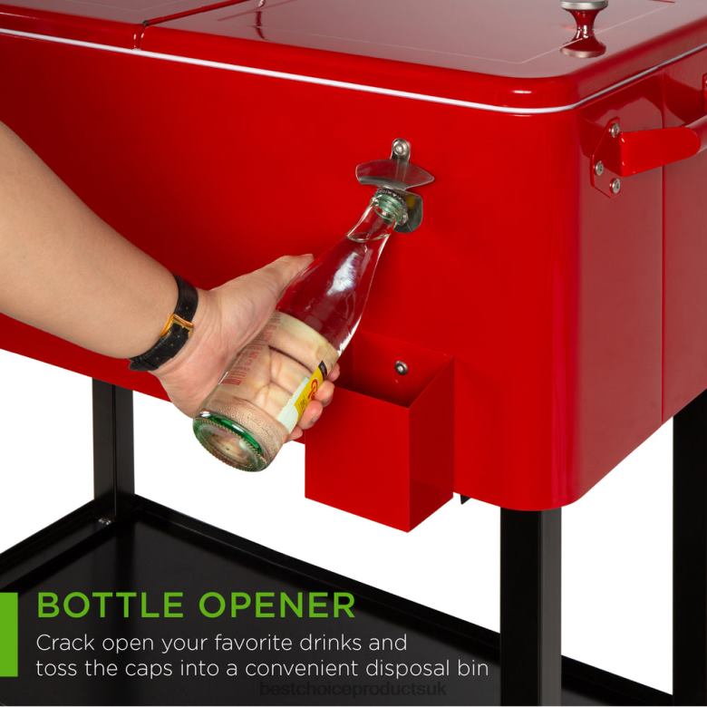 Outdoor Living | Best Choice ProductsPortable Rolling Cooler Cart w/ Bottle Opener, Catch Tray N62R1461 Red