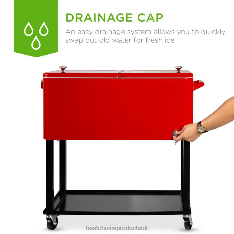 Outdoor Living | Best Choice ProductsPortable Rolling Cooler Cart w/ Bottle Opener, Catch Tray N62R1461 Red