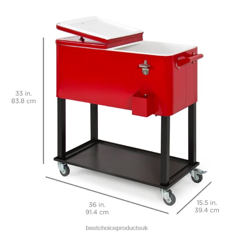 Outdoor Living | Best Choice ProductsPortable Rolling Cooler Cart w/ Bottle Opener, Catch Tray N62R1461 Red