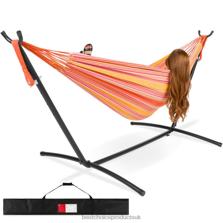 Outdoor Living | Best Choice Products2-Person Brazilian-Style Double Hammock w/ Carrying Bag and Steel Stand N62R876 Sunset