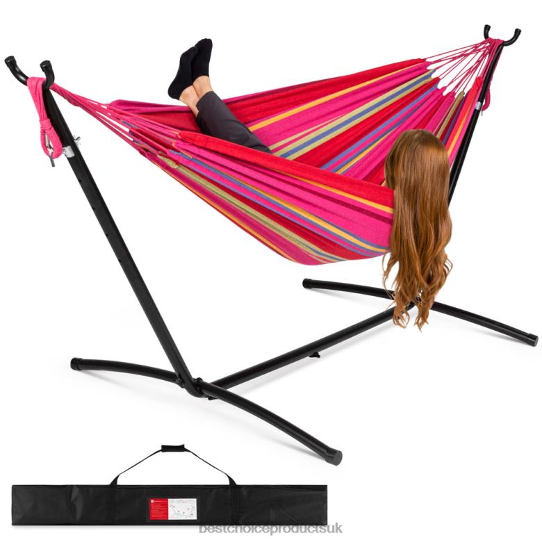 Outdoor Living | Best Choice Products2-Person Brazilian-Style Double Hammock w/ Carrying Bag and Steel Stand N62R880 Paradise