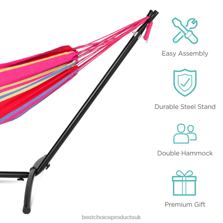 Outdoor Living | Best Choice Products2-Person Brazilian-Style Double Hammock w/ Carrying Bag and Steel Stand N62R880 Paradise