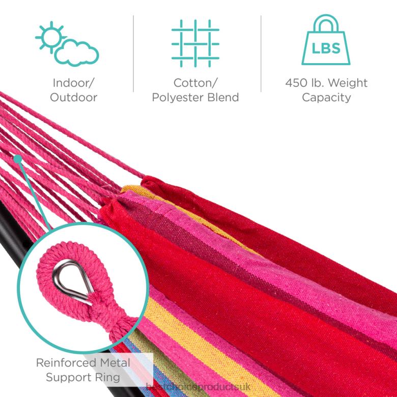 Outdoor Living | Best Choice Products2-Person Brazilian-Style Double Hammock w/ Carrying Bag and Steel Stand N62R880 Paradise