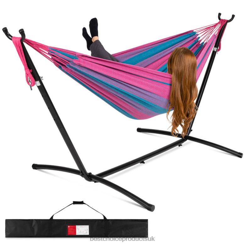 Outdoor Living | Best Choice Products2-Person Brazilian-Style Double Hammock w/ Carrying Bag and Steel Stand N62R881 Aster