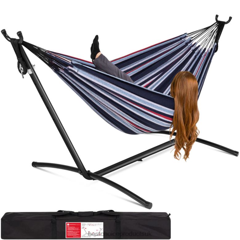 Outdoor Living | Best Choice Products2-Person Brazilian-Style Double Hammock w/ Carrying Bag and Steel Stand N62R882 Abyss