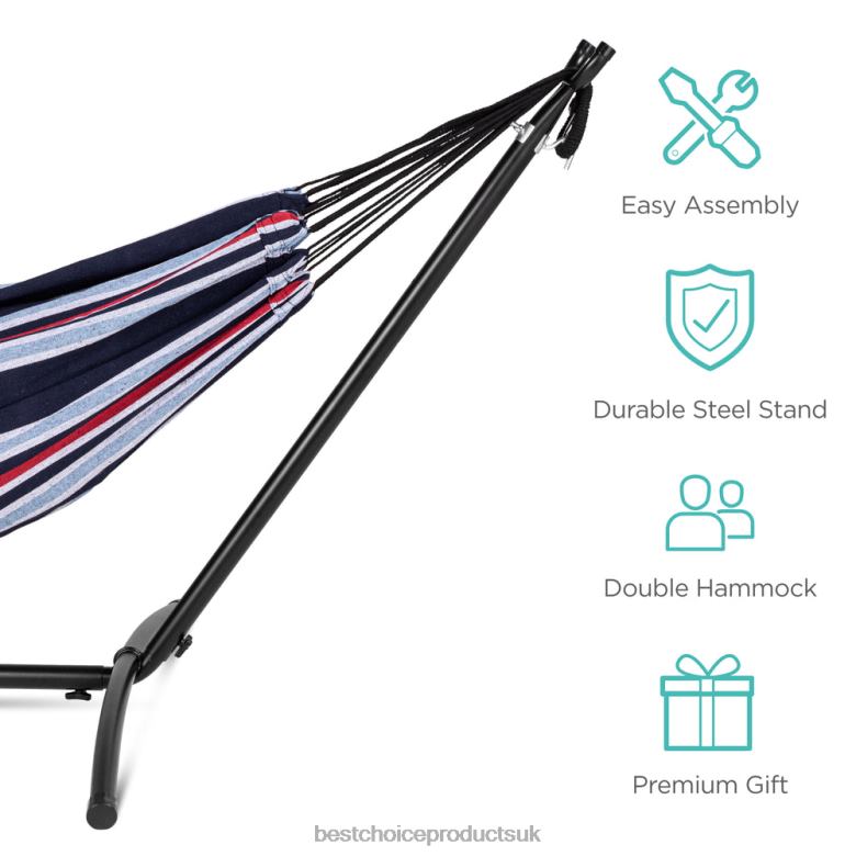 Outdoor Living | Best Choice Products2-Person Brazilian-Style Double Hammock w/ Carrying Bag and Steel Stand N62R882 Abyss