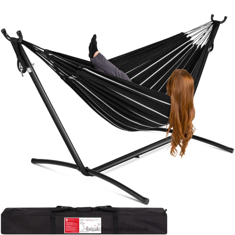 Outdoor Living | Best Choice Products2-Person Brazilian-Style Double Hammock w/ Carrying Bag and Steel Stand N62R883 Onyx