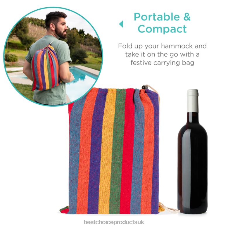 Outdoor Living | Best Choice Products2-Person Brazilian-Style Double Hammock w/ Portable Carrying Bag N62R414 Rainbow