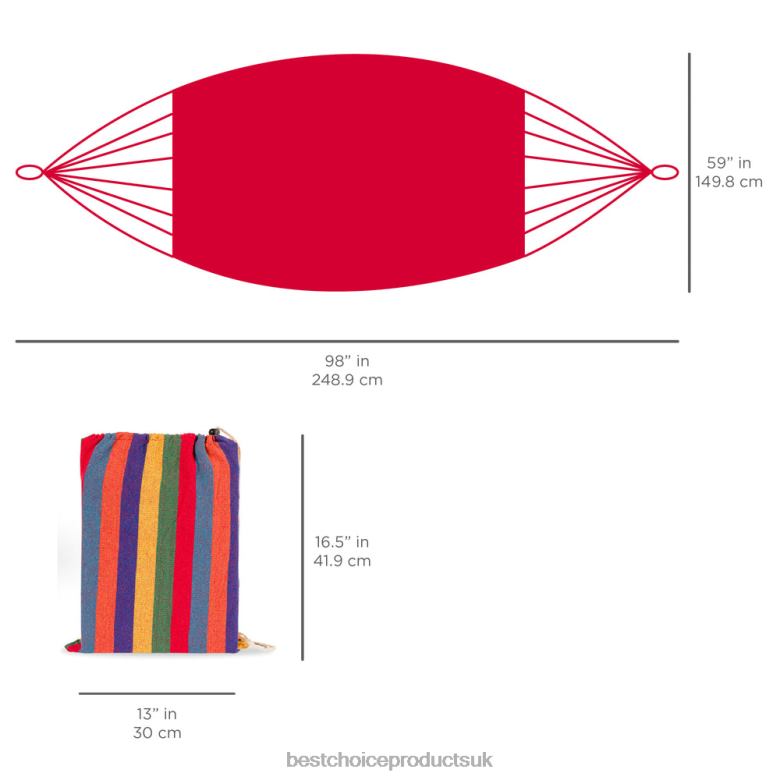 Outdoor Living | Best Choice Products2-Person Brazilian-Style Double Hammock w/ Portable Carrying Bag N62R414 Rainbow