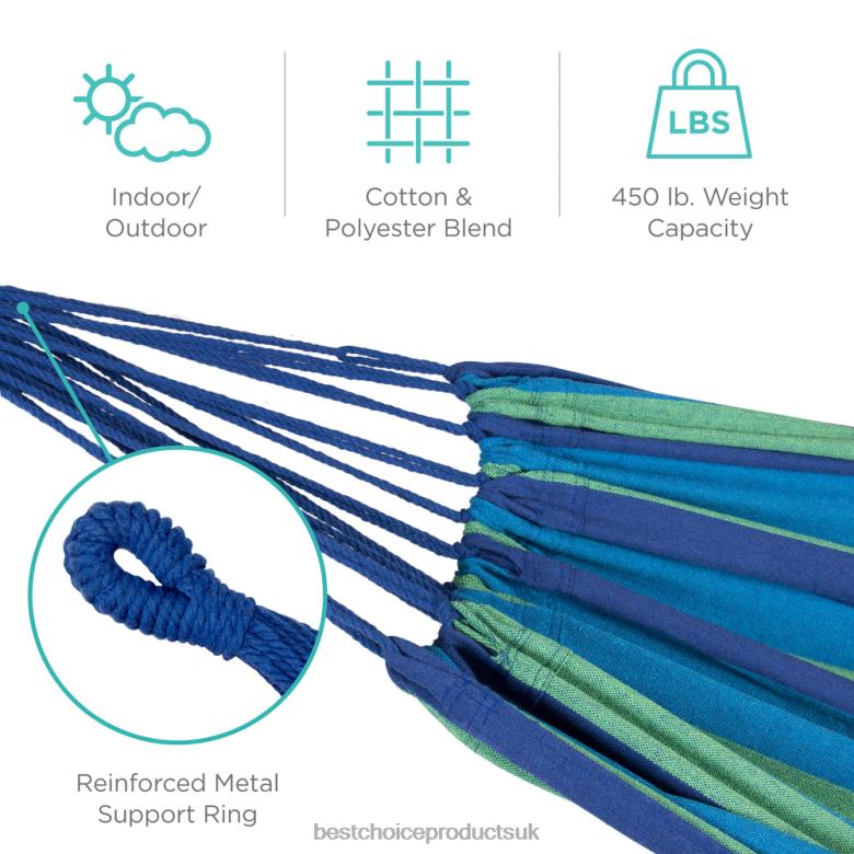 Outdoor Living | Best Choice Products2-Person Brazilian-Style Double Hammock w/ Portable Carrying Bag N62R416 Blue