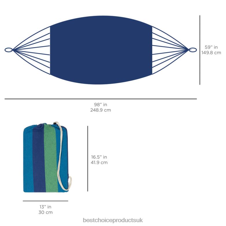 Outdoor Living | Best Choice Products2-Person Brazilian-Style Double Hammock w/ Portable Carrying Bag N62R416 Blue