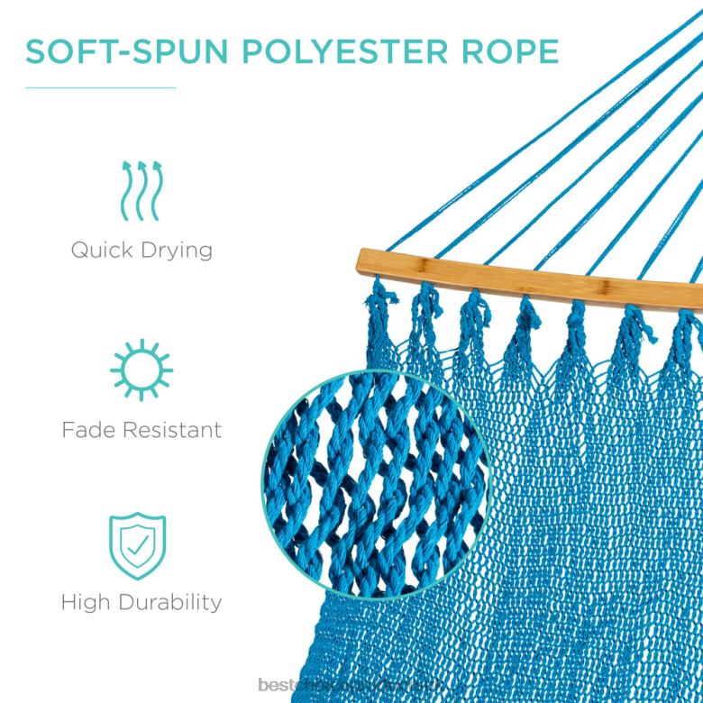 Outdoor Living | Best Choice Products2-Person Woven Polyester Hammock w/ Curved Bamboo Spreader Bar, Carry Bag N62R950 Fire Red