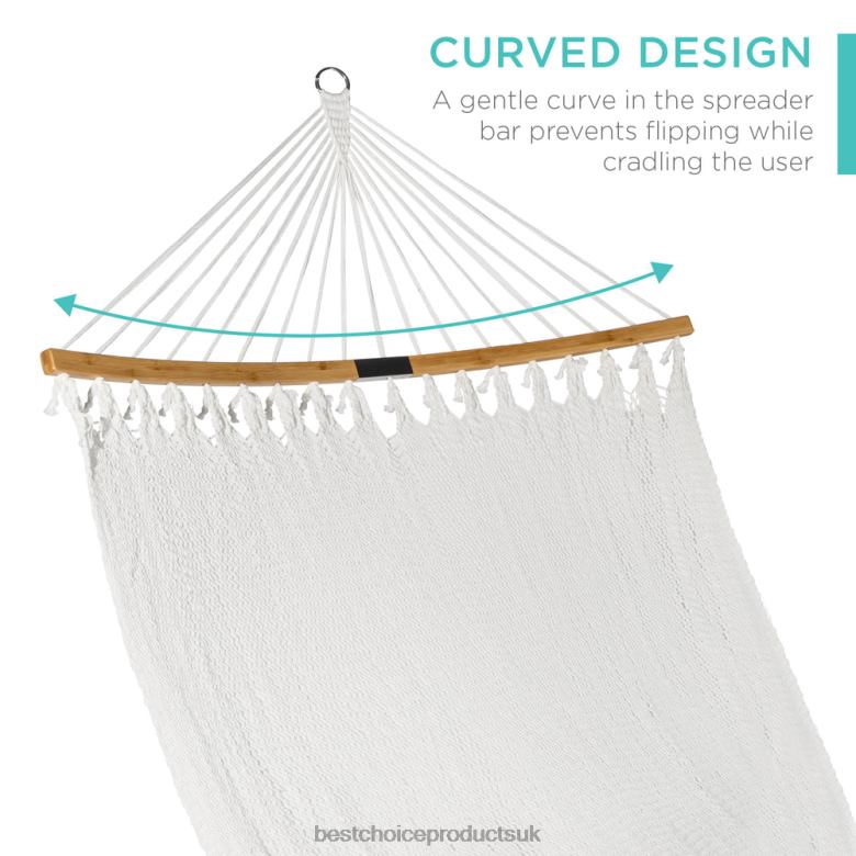 Outdoor Living | Best Choice Products2-Person Woven Polyester Hammock w/ Curved Bamboo Spreader Bar, Carry Bag N62R950 Fire Red