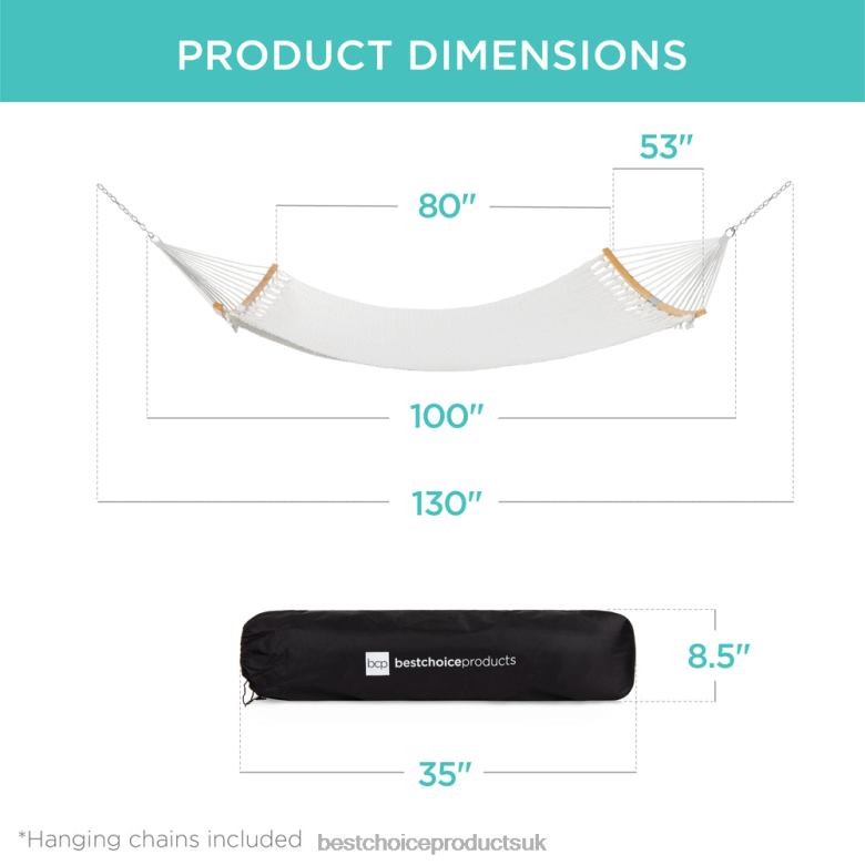 Outdoor Living | Best Choice Products2-Person Woven Polyester Hammock w/ Curved Bamboo Spreader Bar, Carry Bag N62R950 Fire Red